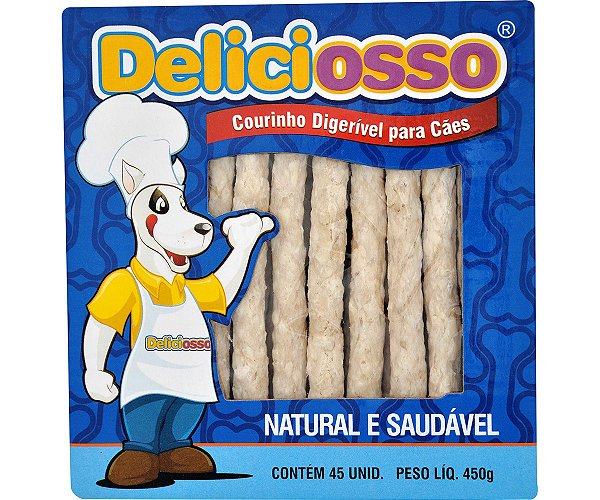 Courinho Digerível para Cães Deliciosso Palito Médio 450g 45 Unidades