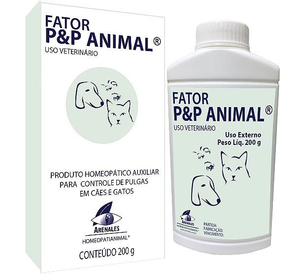 Homeopatia Para Cães e Gatos Arenales Fator P&P Animal Talco 200g