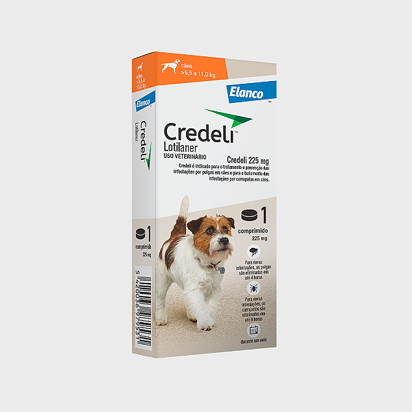 Credeli Comprimido Mastigável Mensal Contra Pulgas e Carrapatos 225mg para Cães de 5,5 a 11kg
