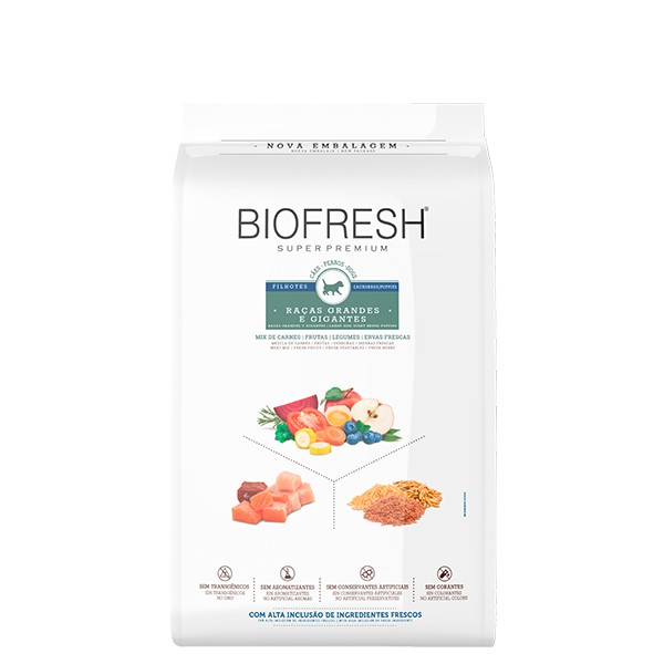 Ração Seca Biofresh Cães Filhotes Raças Grandes e Gigantes sabor Mix de Carnes