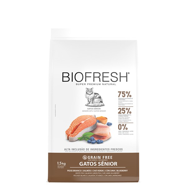 Ração Seca Biofresh Gatos Sênior sabor Peixe Branco