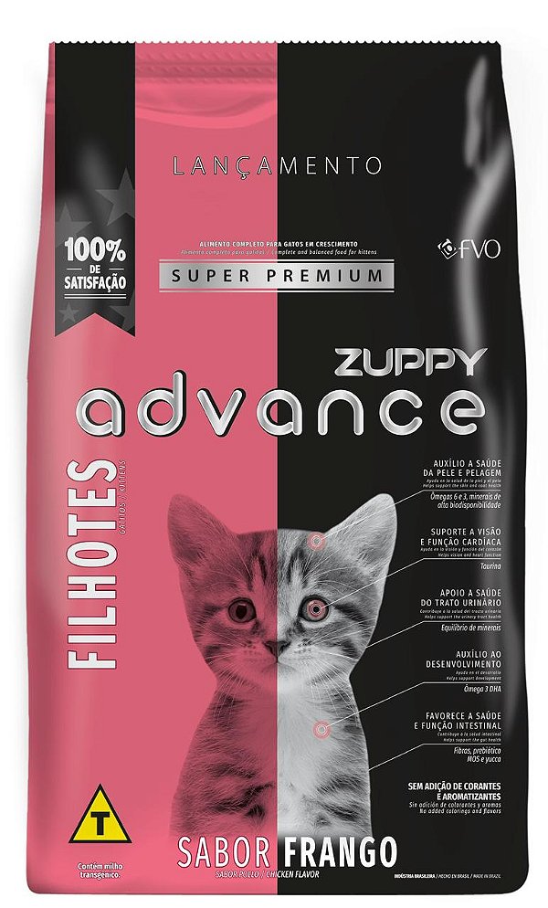 Ração Seca Zuppy Advance Gatos Filhotes sabor Frango