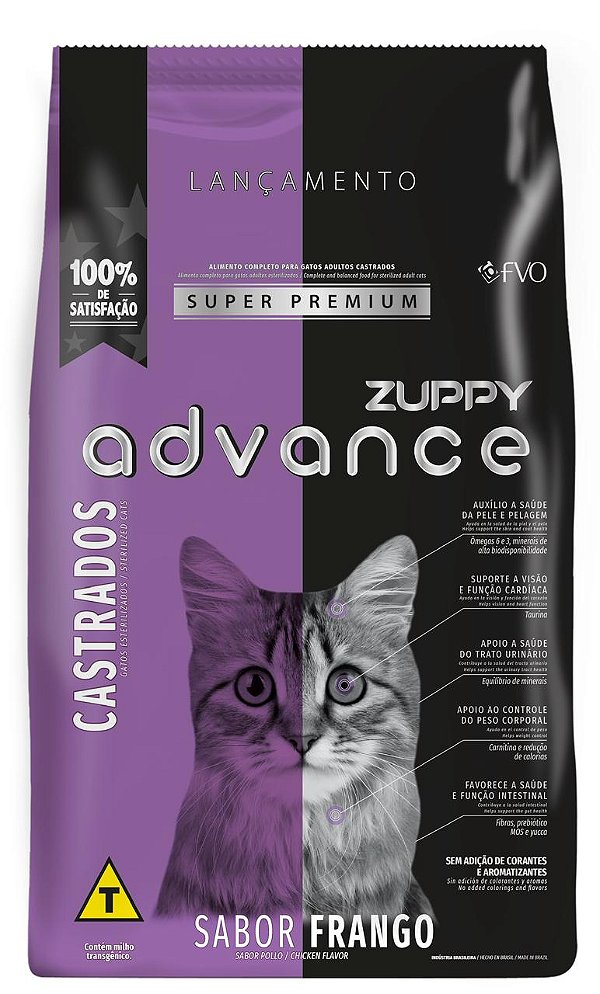 Ração Seca Zuppy Advance Gatos Castrados sabor Frango