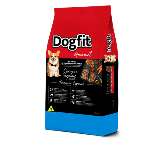 Ração Seca Dogfit Gourmet Cães Adultos Raças Pequena e Médias sabor Carne e Vegetais