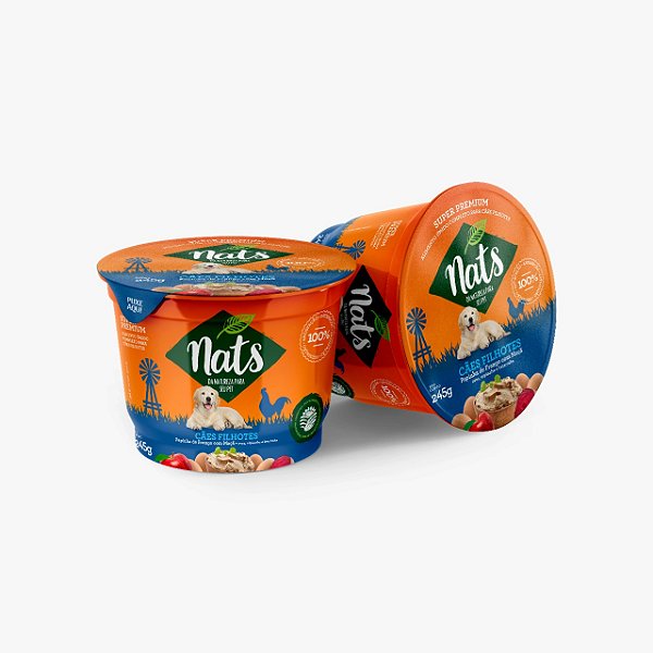 Alimento Úmido Nats Cães Filhotes sabor Cubinhos de Frango com Maçã 245g