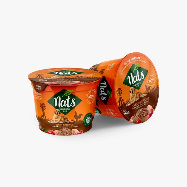 Alimento Úmido Nats Cães Adultos sabor Cubos de Frango com Arroz 245g