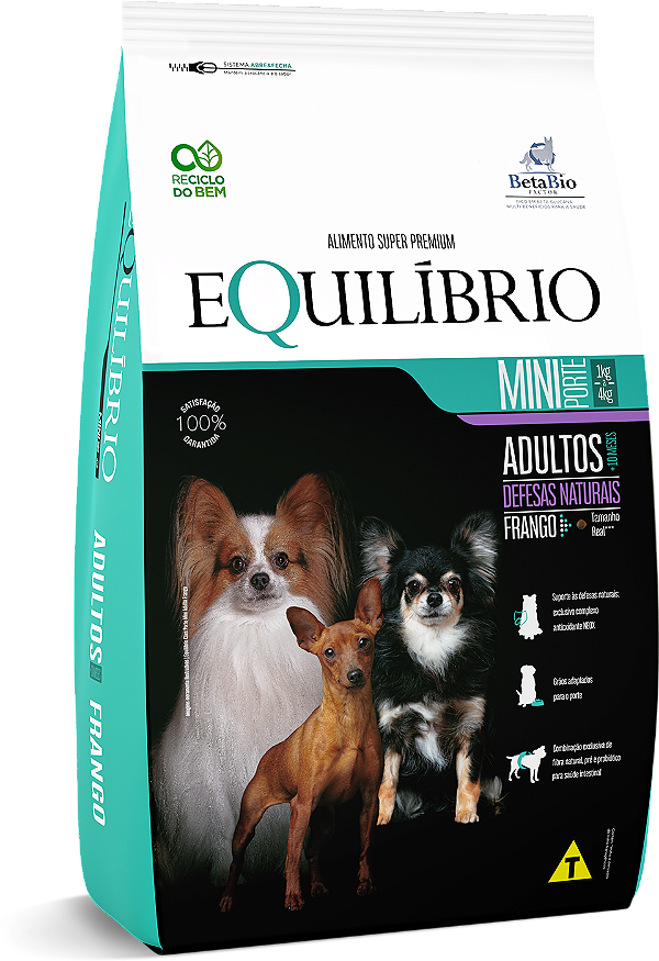 Ração Seca Equilíbrio Cães Adultos Porte Mini sabor Frango 2,5kg