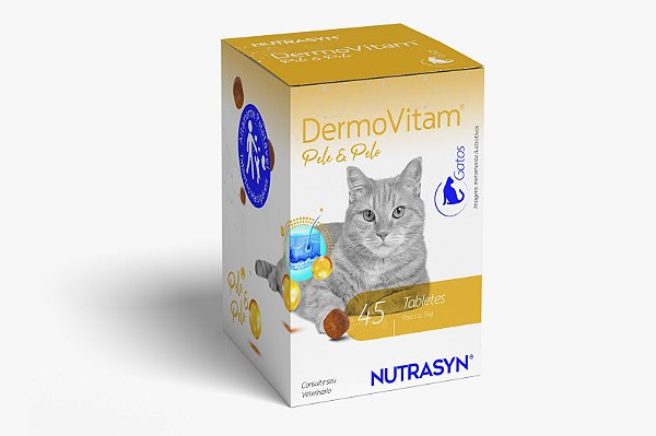 Suplemento Nutrasyn DermoVitam Pele e Pelo Gatos 45 Tabletes
