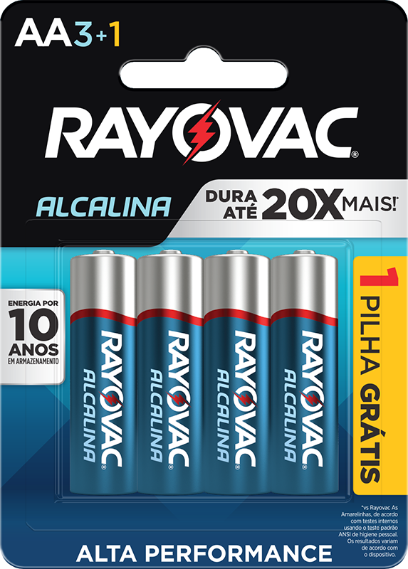 Cód.: 208013 Cartela Pilha Rayovac Alcalina AA - Leve 4 Pague 3