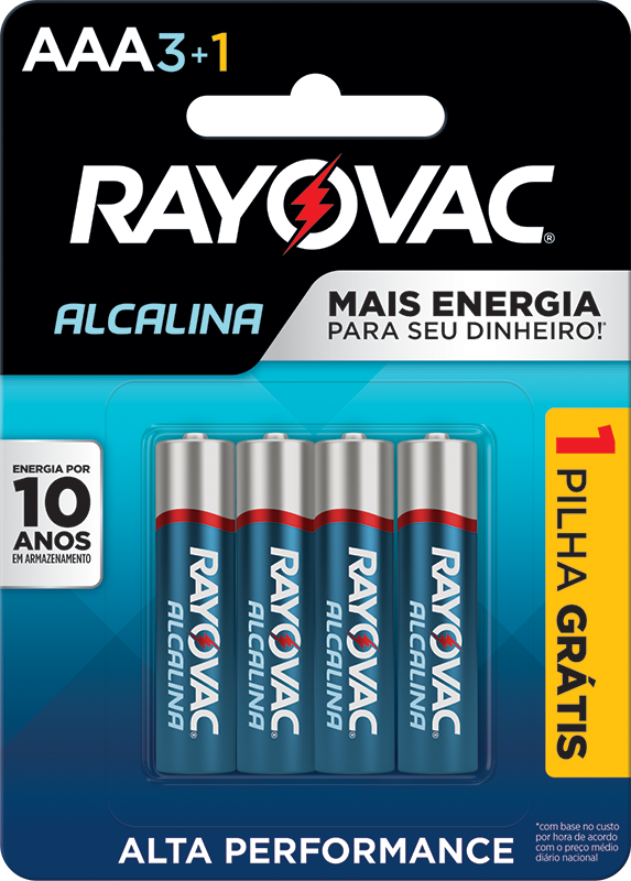 Cód.: 20324 Cartela Pilha Rayovac Alcalina AAA - Leve 4 Pague 3