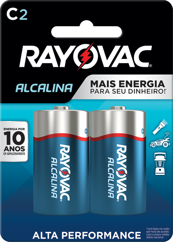 Cód.: 20120 Cartela Pilha Rayovac Alcalina C2 2 Unidades