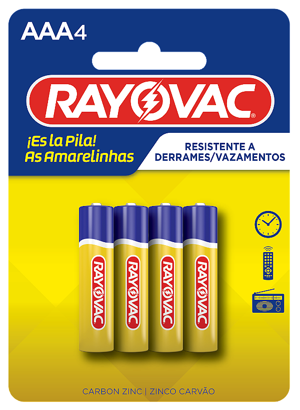 Cód.: 10307 Cartela Pilha Rayovac Zinco AAA4 4 Unidades