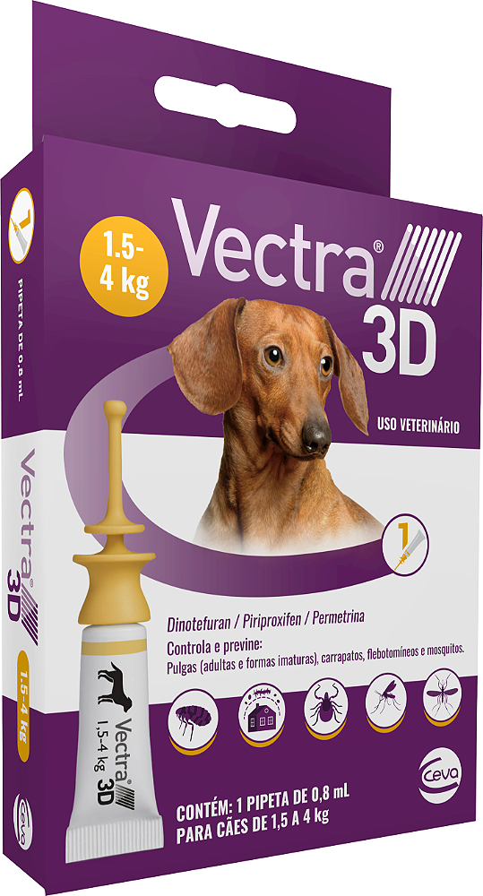Ectoparasiticida Ceva Vectra 3D 1,5 a 4kg