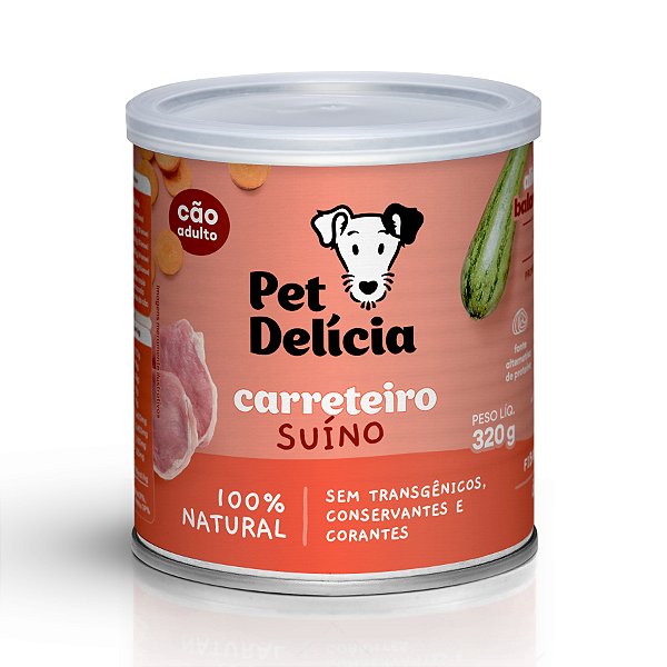Alimento Úmido Lata Pet Delícia Cães Adultos sabor Carreteiro Suíno 320g