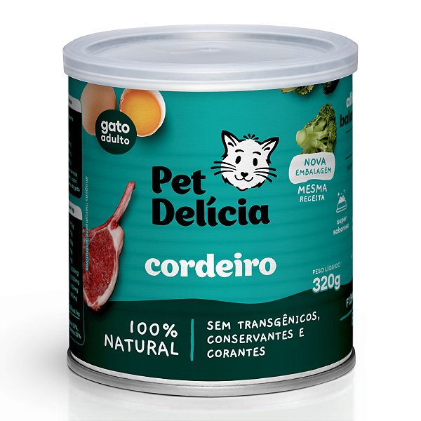 Alimento Úmido Lata Pet Delícia Receitas Clássicas Gatos Adultos sabor Cordeiro 320g