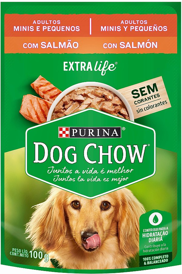 Alimento Úmido Sachê Dog Chow Cão Adulto Mini e Pequeno sabor Salmão