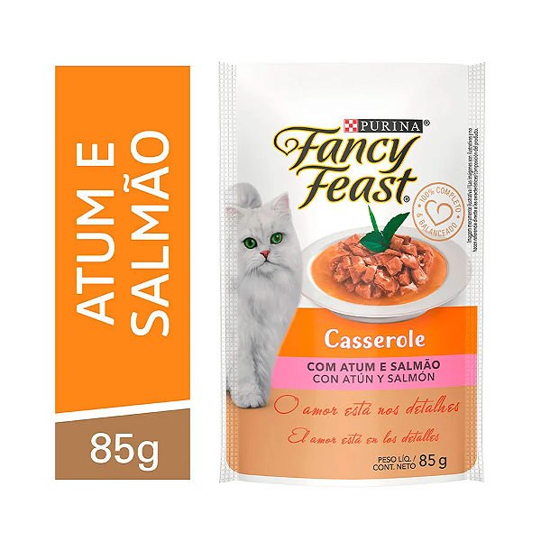 Alimento Úmido Sachê Fancy Feast Adulto sabor Casserole com Atum e Salmão