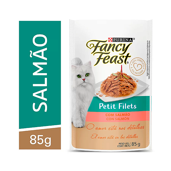 Alimento Úmido Sachê Fancy Feast Adulto sabor Petit Filets com Salmão