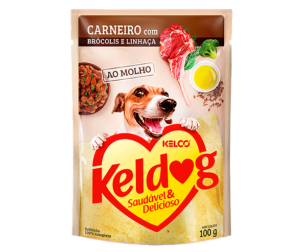 Alimento Úmido Sachê Keldog Carneiro com Brócolis e Linhaça