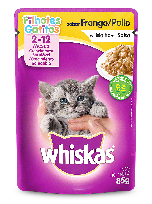 Alimento Úmido Sachê Whiskas Gatos Filhotes sabor Frango ao Molho