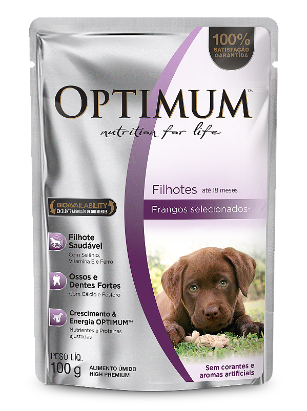 Alimento Úmido Sachê Optimun Cão Filhote sabor Frango