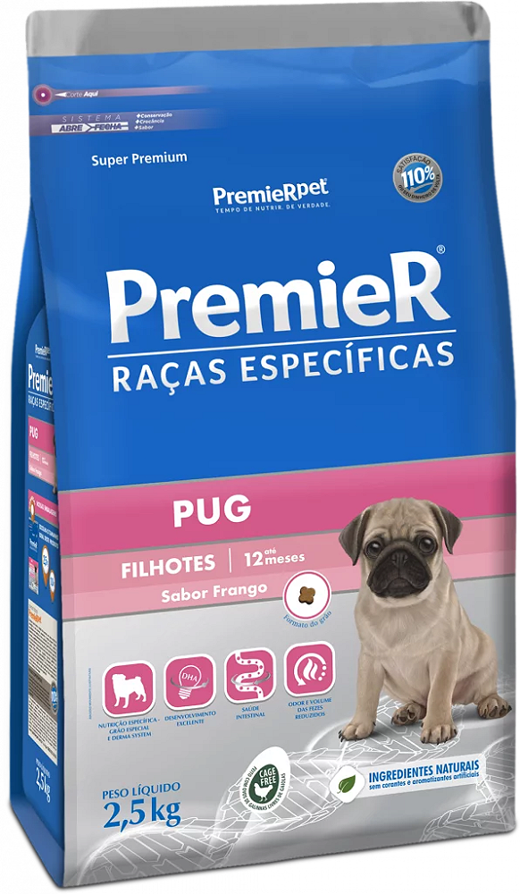 Ração Seca Premier Raças Específicas Pug Filhote sabor Frango