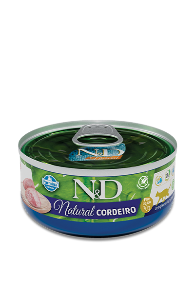 Alimento Úmido Lata N&D Feline Natural sabor Cordeiro 80g