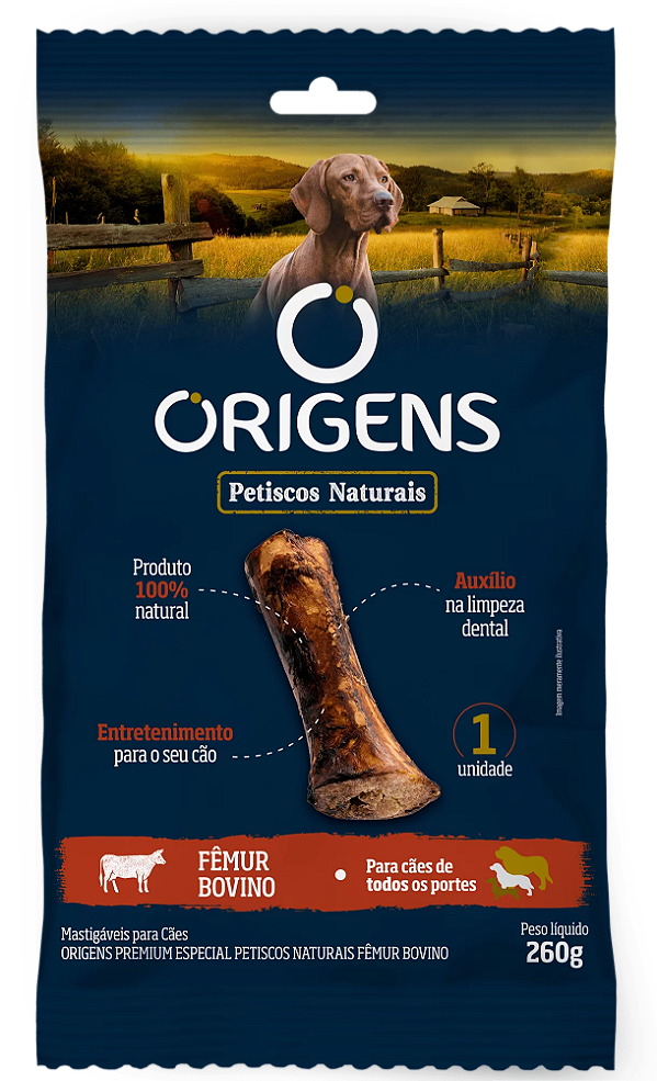 Petiscos Naturais Origens Cães Fêmur Bovino 260g