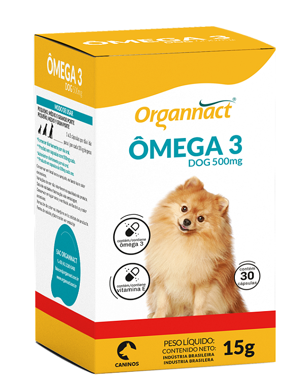 Suplemento Organnact Ômega 3 Dog 500mg 30 Cápsulas