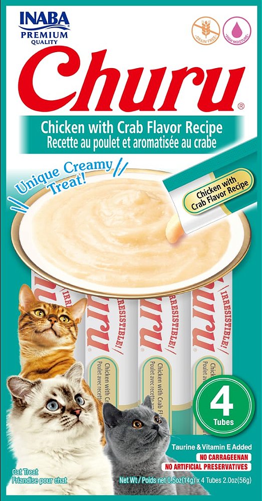 Alimento Úmido Gatos Inaba Churu sabor Frango com Aroma de Caranguejo