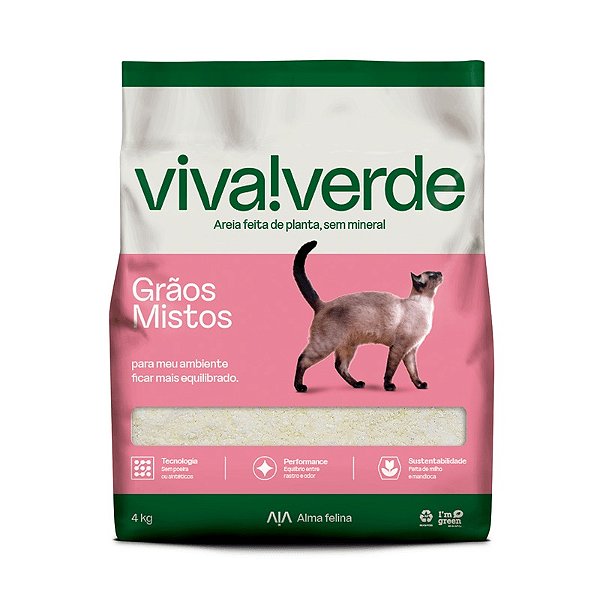 Areia Higiênica Viva Verde Super Premium Grãos Mistos