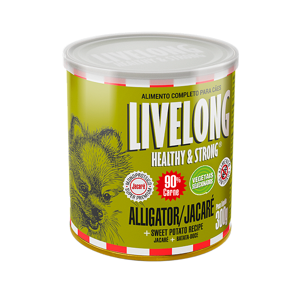 Alimento Úmido Lata Livelong Cães sabor Jacaré 300g