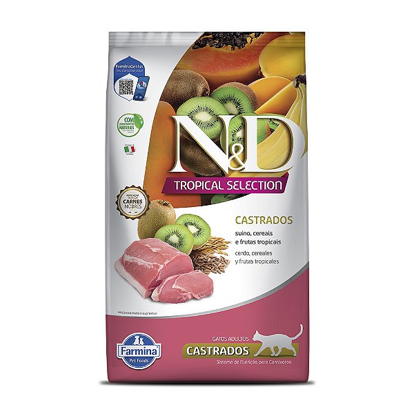 Ração Seca N&D Tropical Selection Feline Castrados sabor Suíno