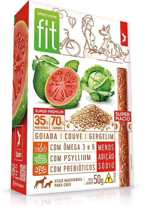 Petisco Spin Stick OnebyOne Fit Sabor Goiaba, Couve e Gergelim 50g