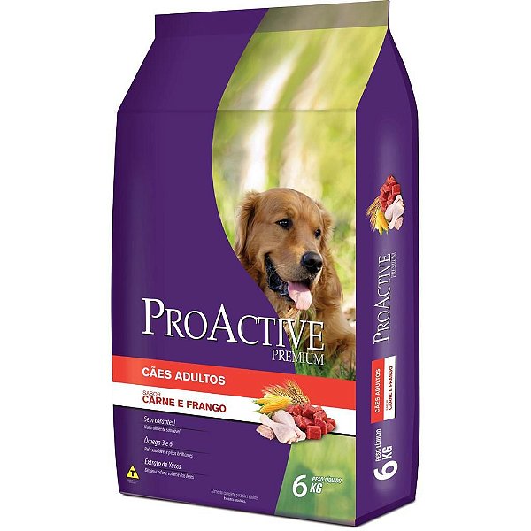 Ração Seca Pro Active Cães Adultos sabor Carne e Frango