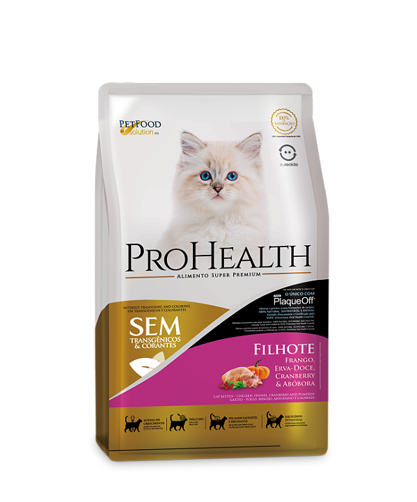 Ração Seca ProHealth Gatos Filhotes sabor Frango, Erva-Doce, Cranberry e Abóbora