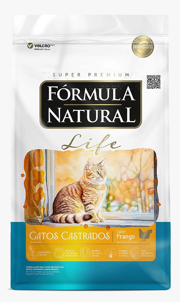 Ração Seca Fórmula Natural Life Gatos Castrados sabor Frango