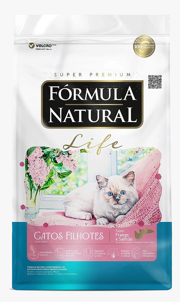 Ração Seca Fórmula Natural Life Gatos Filhotes sabor Frango e Salmão