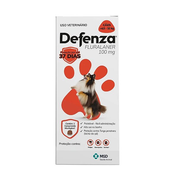 Antiparasitário MSD Defenza 100mg para Cães de 4,5 a 10 kg