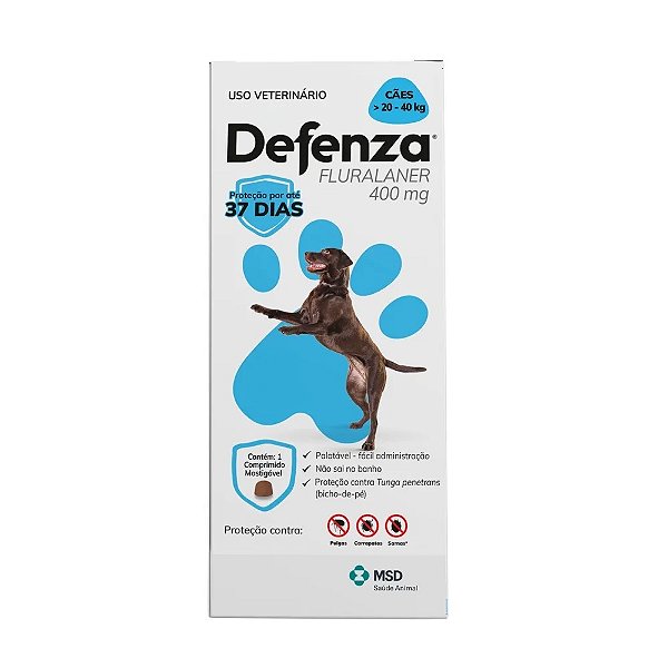 Antiparasitário MSD Defenza 400mg para Cães de 20 a 40 kg