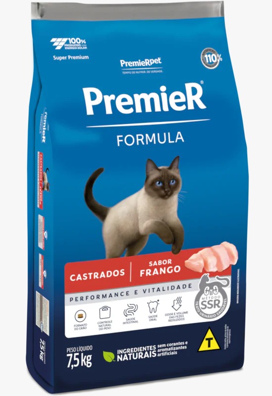 Ração Seca Premier Formula Gatos Castrados Frango