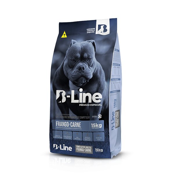Ração Seca B-Line Cães Adultos Treinamento e Competição sabor Frango e Carne