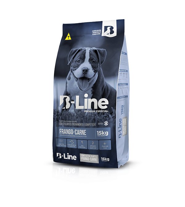 Ração Seca B-Line Cães Filhotes Treinamento e Competição sabor Frango e Carne