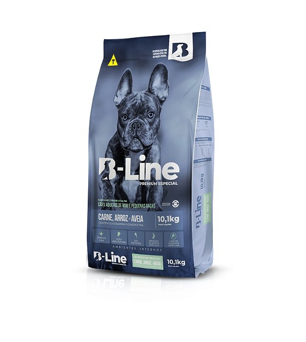 Ração Seca B-Line Cães Adultos Raças Pequenas sabor Carne, Arroz e Aveia