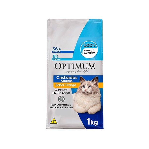 Ração Seca Optimum Gatos Adultos Castrados Sabor Frango