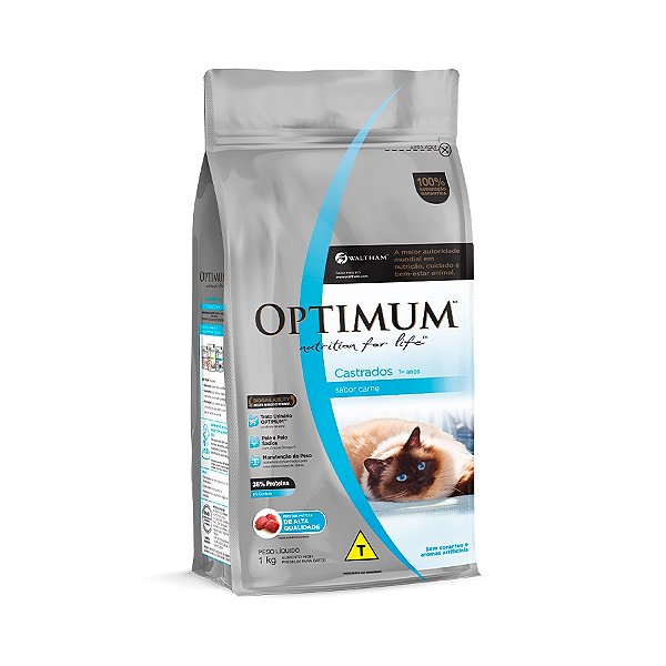 Ração Seca Optimum Gatos Adultos Castrados Sabor Carne