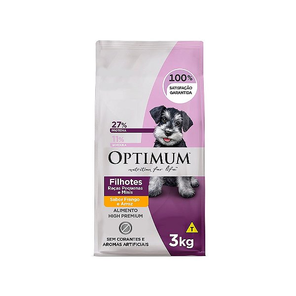 Ração Seca Optimum Cães Filhotes Raças Pequenas e Minis Sabor Frango e Arroz