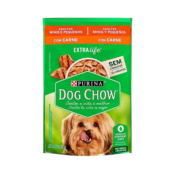 Sachê Dog Chow Adulto Mini e Pequenos Sabor Carne
