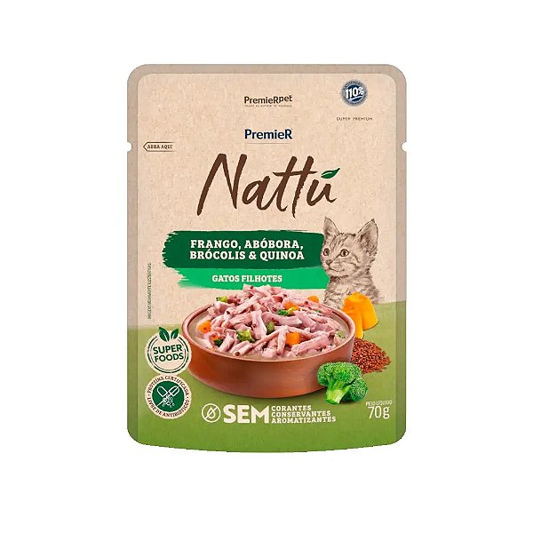 Sachê Premier Nattu Gatos Filhotes Frango e Abóbora