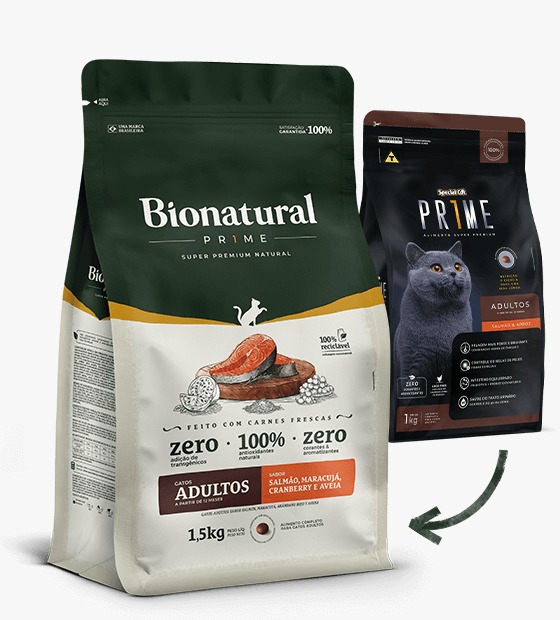 Ração Bionatural Prime Para Gatos Adultos Sabor Salmão